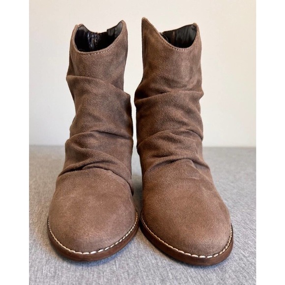 Altard State Womens Ankle Boots Booties Brown Suede‎ Ruched Stacked Heel Zip 7 M - Picture 1 of 9